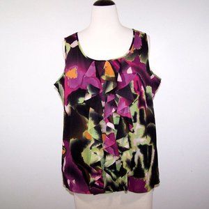 Style & Co‎ Tank Top Shirt Womens 1X Sleeveless Ruffled Scoop Neck Nylon Stretch